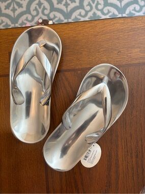 Metallic Silver Flip-Flop Decorative Accent -Lake Coastal Home Décor